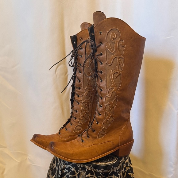 Shoes - Brown Leather Knee-High Boots